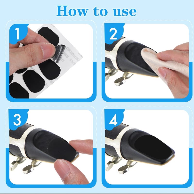 Ymapinc 64Pcs Silicone Sax Mouthpiece Clarinet Pads, Black Self Adhesive Saxophone Clarinet Bite Pad Accessories for Beginners Musicians - Image 3